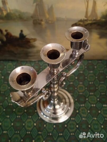 Канделябр на 3 свечи. Посеребрëнный. Винтаж