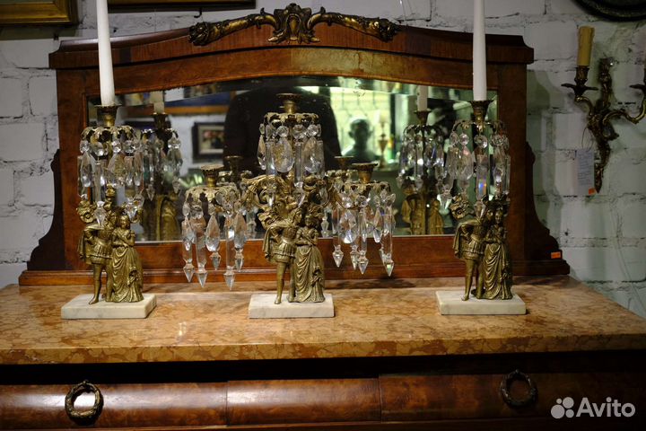 Антикварные бронзовые подсвечники