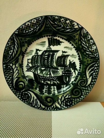 Настенная тарелка лфз Парусник СССР