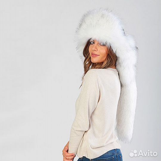 Шапка малахай Полярный песец из экомеха