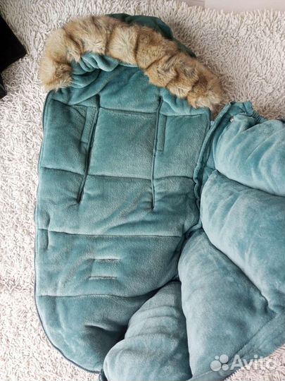 Конверт кокон зимний + варежки для коляски