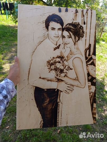 Выжигание портретов по фото Подарок