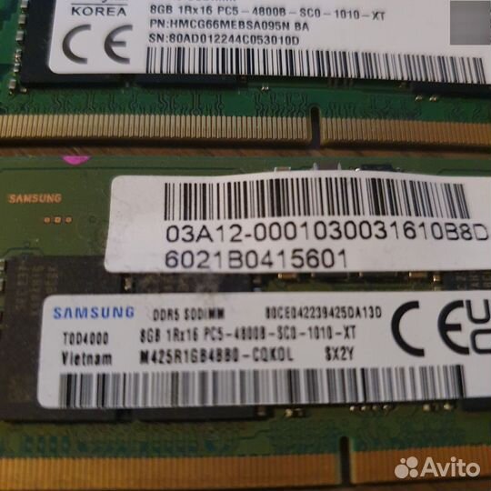 So dimm DDR5 и DDR4 samsung по 8Гб