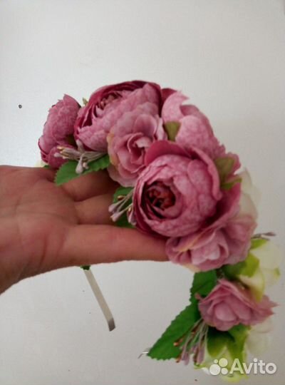 Ободок, цветы из шёлка