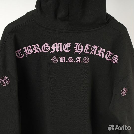 Худи chrome hearts с розовыми принтами