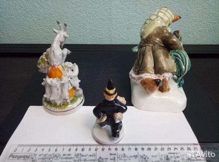 Фарфор Коза и семеро козлят. Лиса и Петух