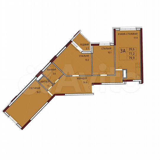 3-к. квартира, 79,9 м², 4/17 эт.