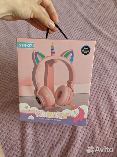 Новые наушники светящиеся для девочки с единорогом