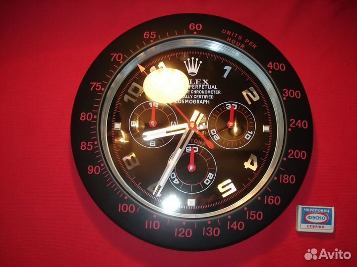 Большие Настенные Часы Ролекс Красно-Черные
