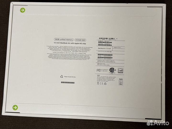 Apple MacBook air 13.6 2024 m3 16 512gb новый