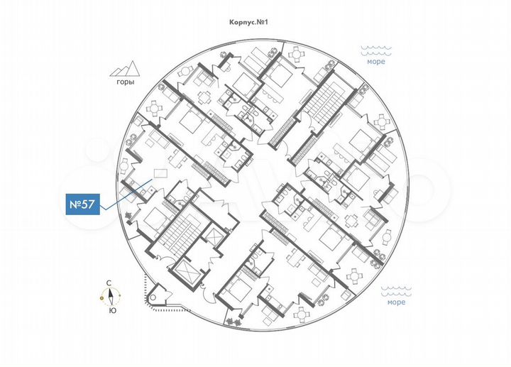 2-к. апартаменты, 58 м², 9/11 эт.