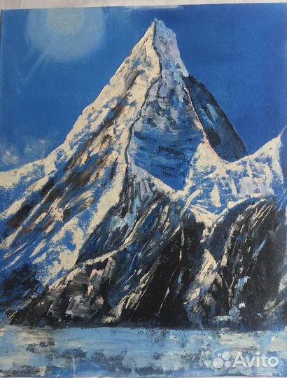 Картина горы/ маслом на холсте/ горный пейзаж