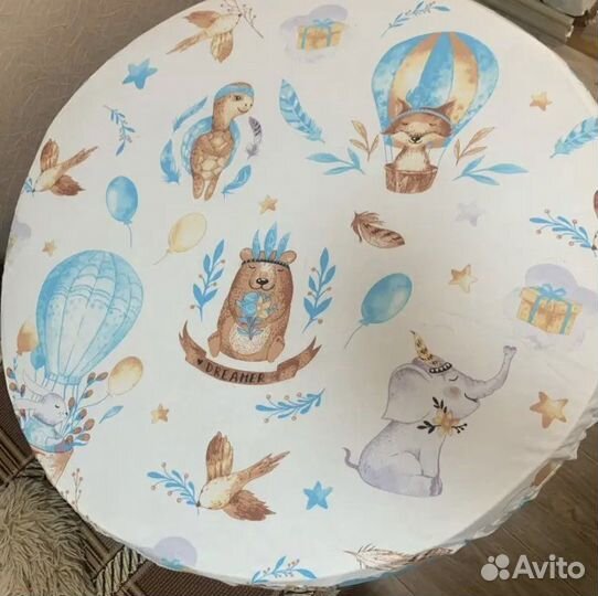 Простынь на резинке на круглую детскую кроватку