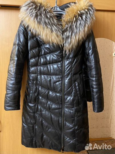 Пуховик женский кожаный