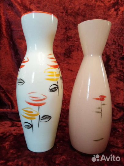 Вазы молочное стекло, фарфор СССР