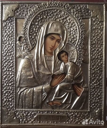 Икона Страстная Богоматерь в толстом латунным окла