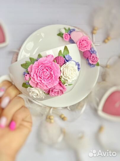 Чайная пара с декором из полимерной глины