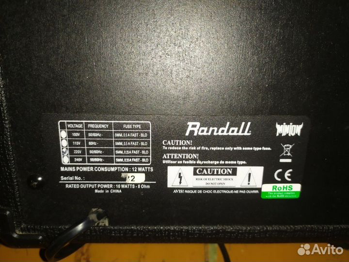 Комбо усилитель randall MR10(E) 12В