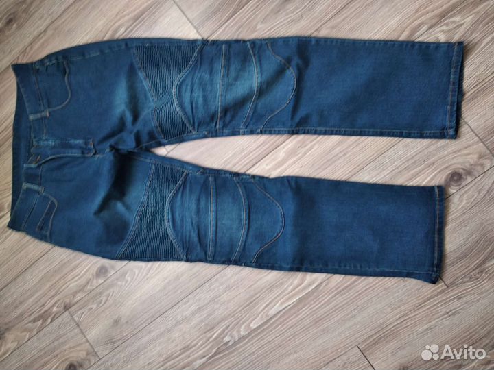 Мото джинсы с защитой синие