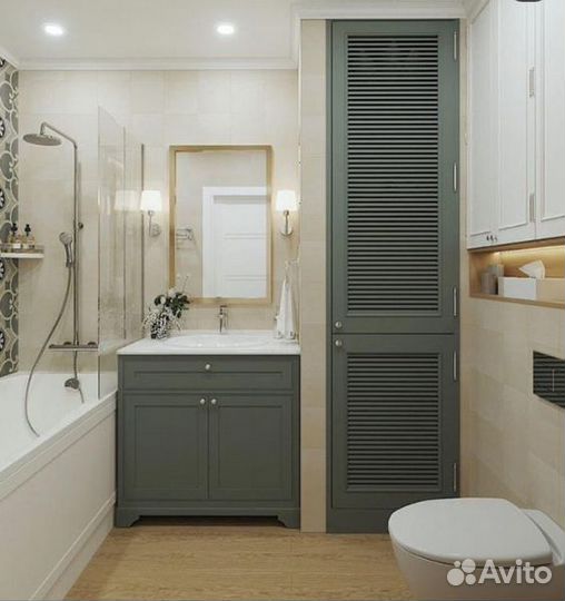 Шкаф в ванну с жалюзийныйми дверцами