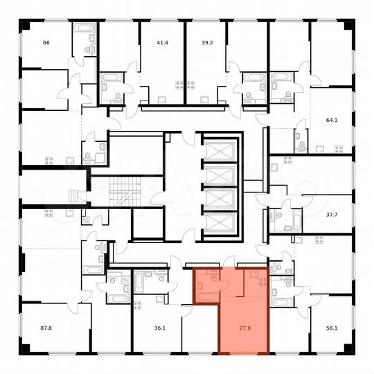 Квартира-студия, 27,6 м², 22/32 эт.