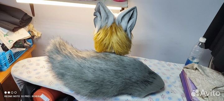 Уши и хвост серые,белые для косплея (волк)