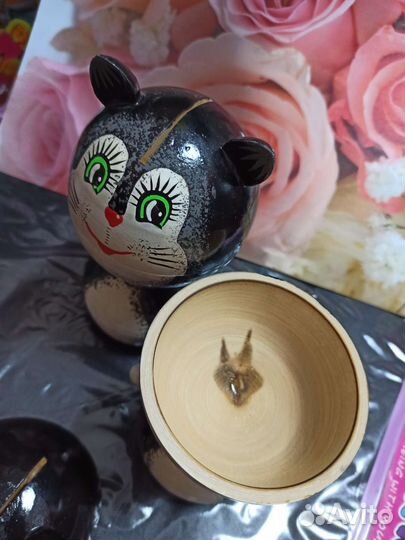 Кошка-копилка/ шкатулка Деревянная