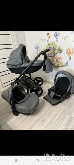 Коляска 3 в 1 из эко кожи