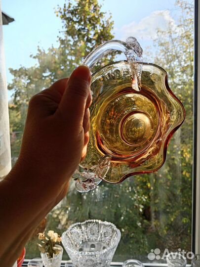 Ваза корзинка цветное стекло