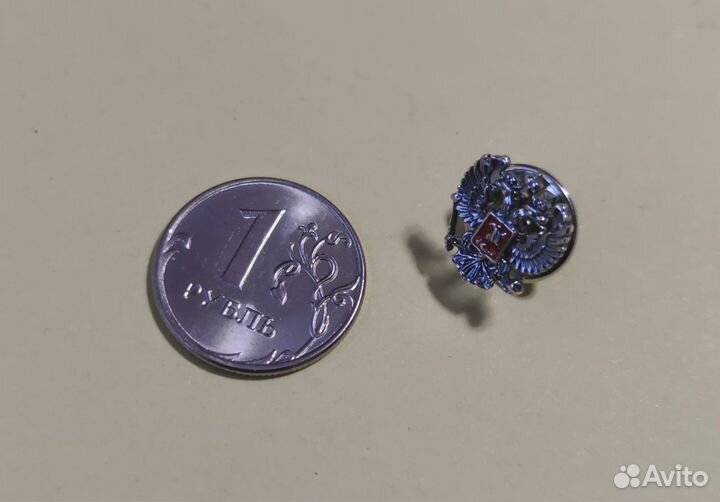 Значок мини Герб России серебрение оксидирование