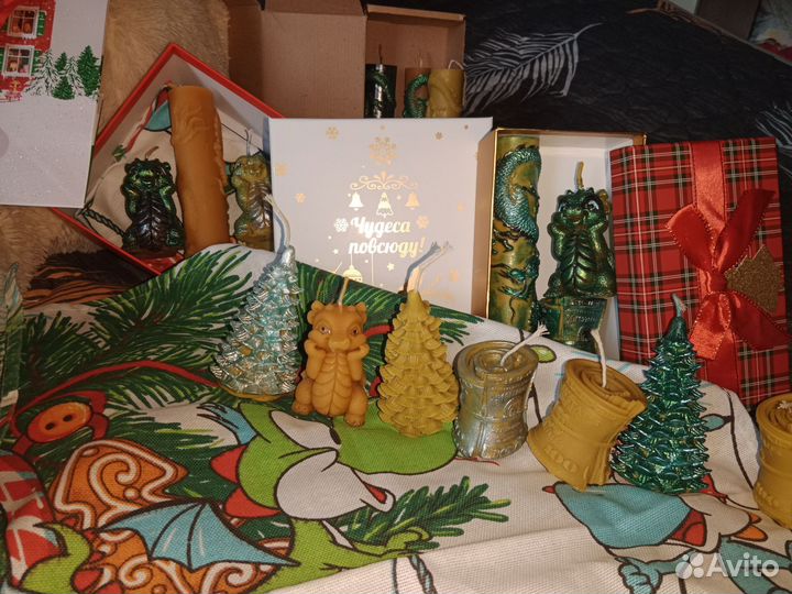 Мёд. Свечи новогодние ручная работа