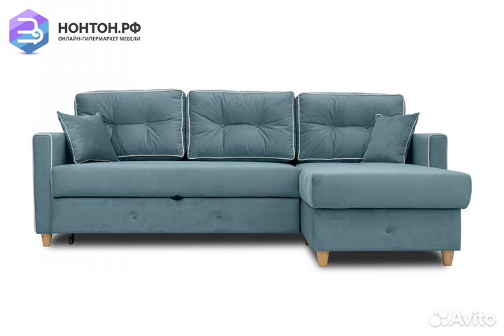 Диван угловой дельфин Айрин светло-бирюзовый