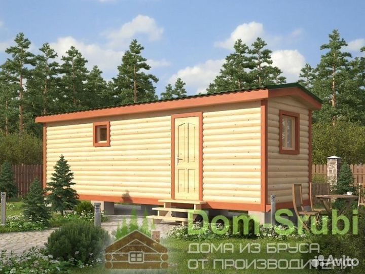 Курлово. Мобильная баня из бруса бм-8 (2.30х8)