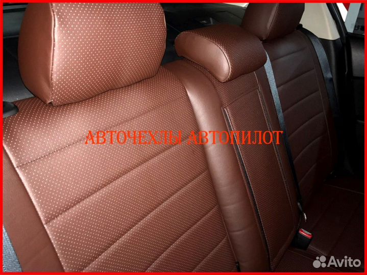 Чехлы Автопилот Mazda 3 bk bl из экокожи коричневы