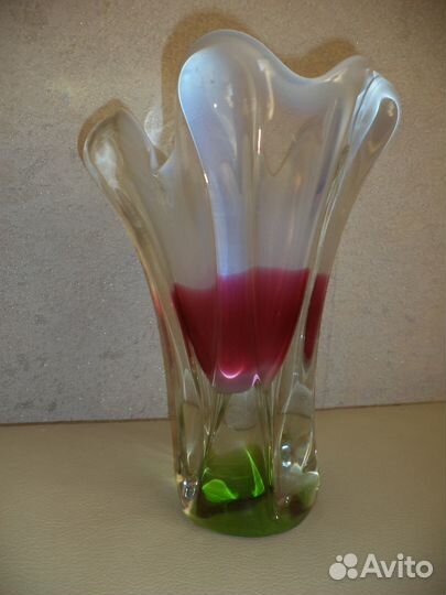 Ваза цветное стекло Чехословакия