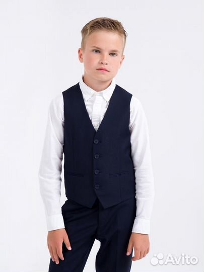 Жилетки цв.синий школьные для мальчиков и девочек