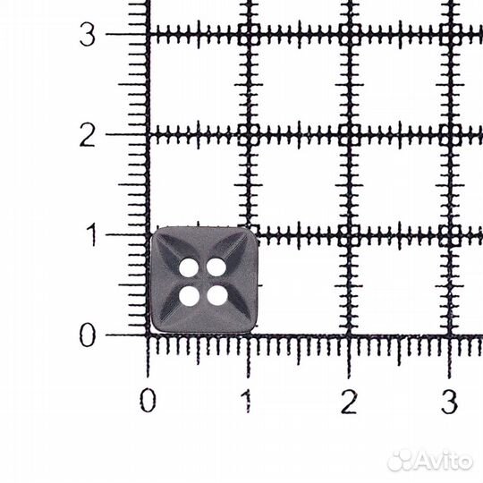 Col.01 темно-серый CB M-26 Пуговица 22L (14мм), 4 прокола, квадрат, пластик (col.01 темно-серый), 14