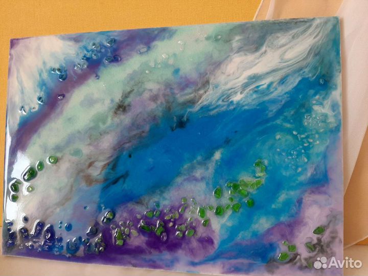 Картина интерьерная зимняя сказка из эпоксидной см