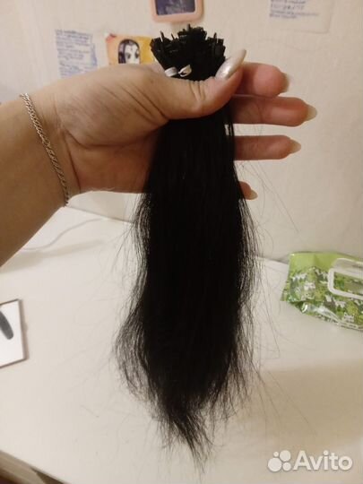 Волосы для наращивания бу чёрные 35-40см