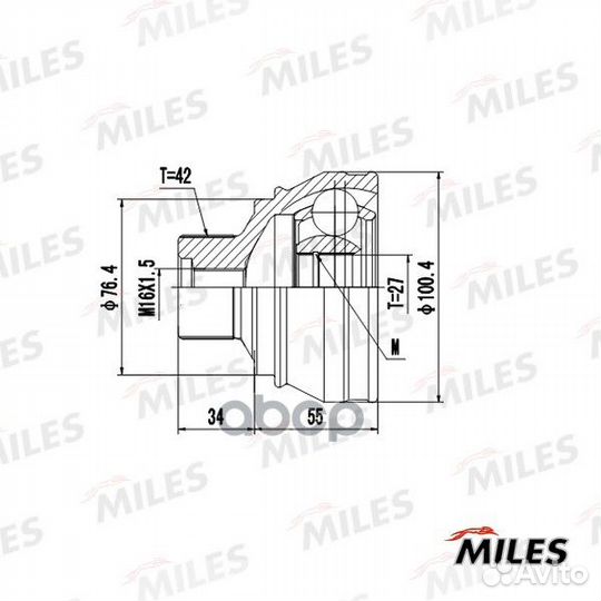ШРУС audi A4 2.0-3.2 07- нар. GA20032 Miles