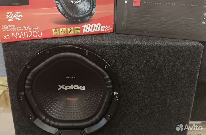 Сабвуфер sony xplod 1800w max с усилителем