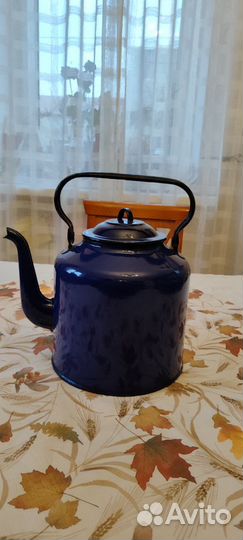Эмалированная посуда СССР чайник синяя эмаль