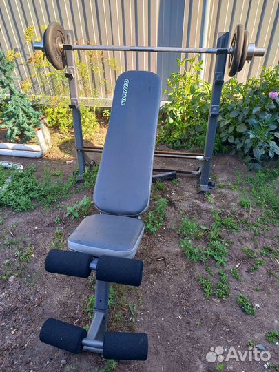 Скамья для жима со стойкой и штангой бу