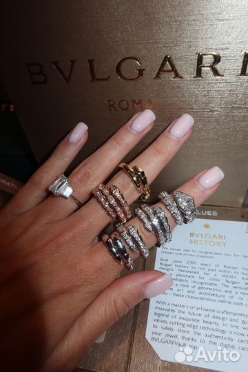 Кольцо bvlgari serpenti с бриллиантами gold