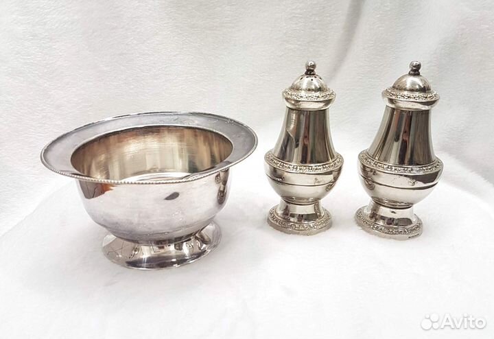 Старинный набор солонка перечница серебрение Англи