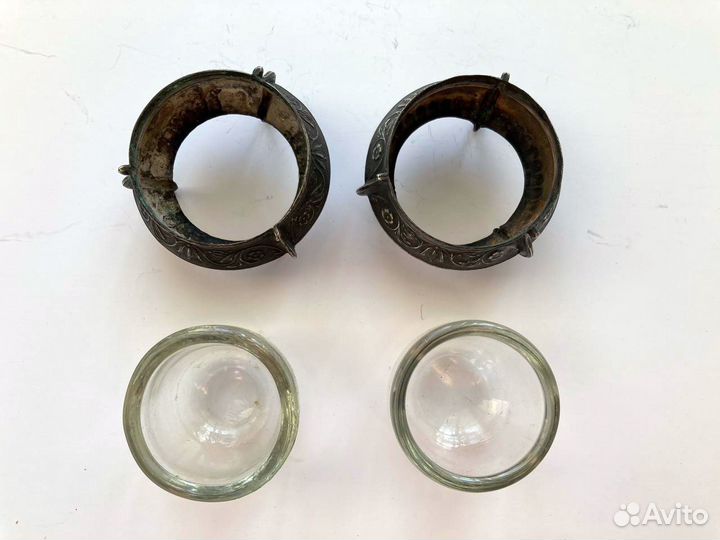 Горчичница - солонка, мельхиор, 2 комплекта