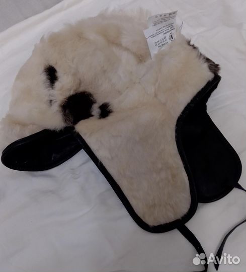 Шапка кожаная на меху, размер 59