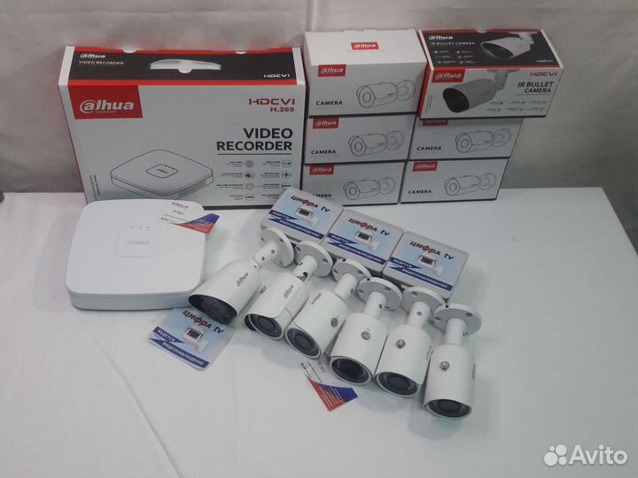 Камеры видеонаблюдения 6 шт к-т 4Мп Dahua