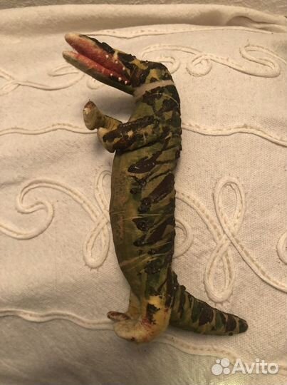 Ватная Старинная ёлочная игрушка Крокодил 1938-40