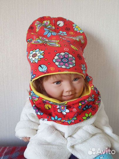 Шапочка и снуд для девочки на весну